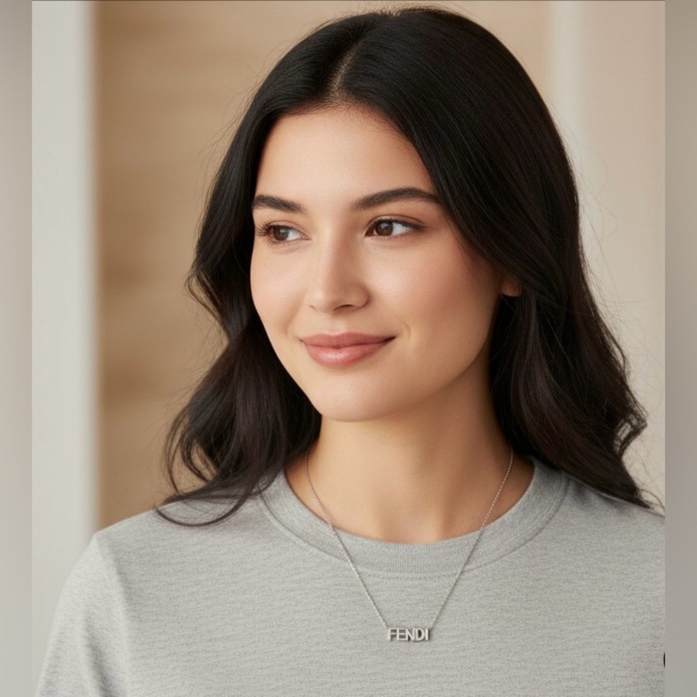Fendi Polladio Logo Letter Pendant Necklace - Picture 6 of 6